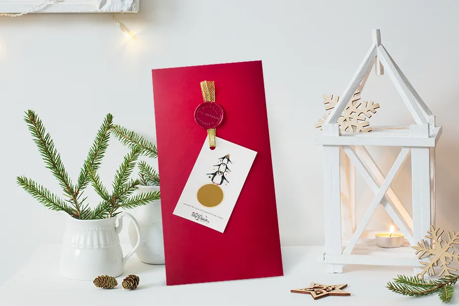 ваучер за подарък в тематичен коледен плик